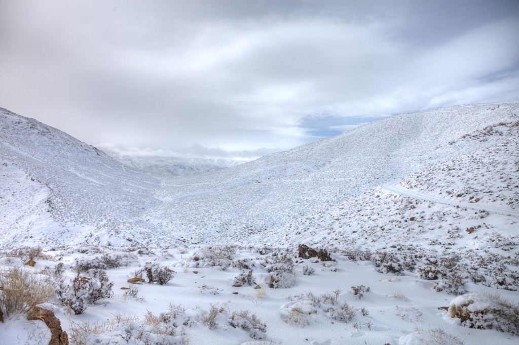 Skidoo Road Covered in Snow in Death Valley
