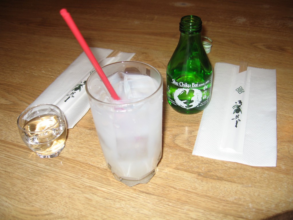 shochu and calpio alongside cold sake